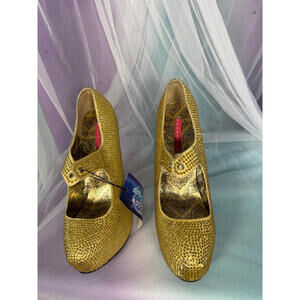 Gold jewel platform heels